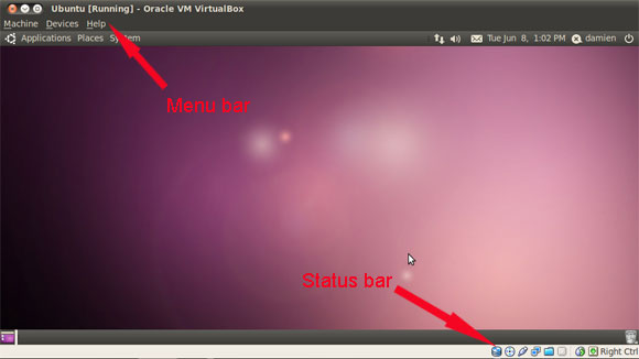 Fragmento: Cómo ocultar la barra de menús y la barra de estado en VirtualBox